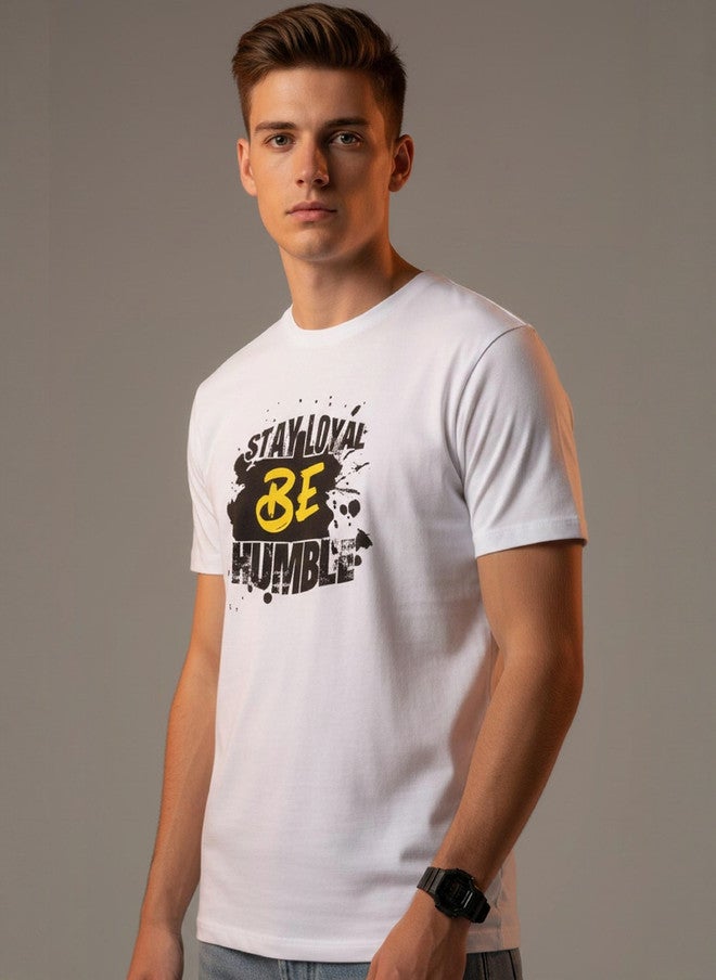 OUTLAWS Men's White Typography Printed Round Neck T-Shirt | 100% Pure Cotton | Color Lock Technology | No Shrinkage | Soft & Breathable Casual Wear - Image 3