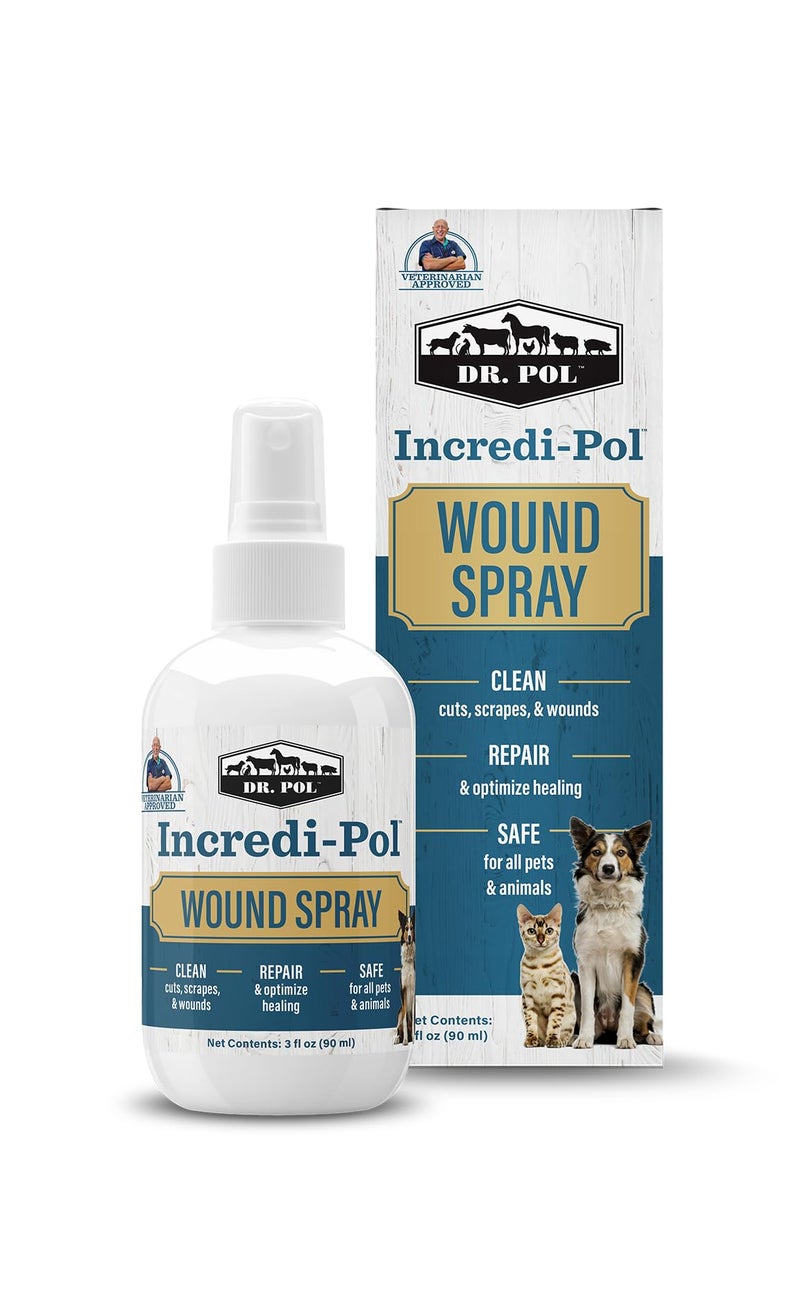 Dr. Pol Incredi-Pol Wound Spray for Dogs, Cats, Horses, and All Animals - Dog Wound Care to Clean Cuts, Scrapes, Hot Spots, and More - Repair Skin and Promote Healing - 3 Fluid Ounces - Image 1