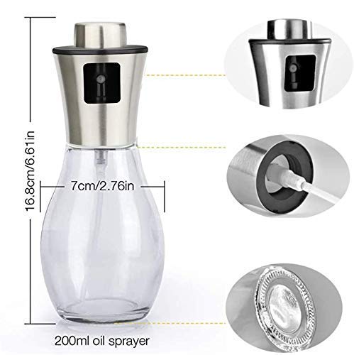 Hedrix Oil For Cooking,Refillable Stainless Steel Oil Dispenser Bottle With Mini Funnel,Vinegar Glass Spray Bottle For Bbq,Salad,Baking,Grilling,Roasting,Frying,1 Piece,200 Milliliter - 200 Ml - Image 2