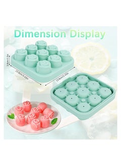 Y&D 9 Hole Silicone Rose Ice Cube Mold, Ball Maker with Lid, Sphere Tray Mold Container for Cooling Whiskey Cocktail Juice, Green  - Image 5