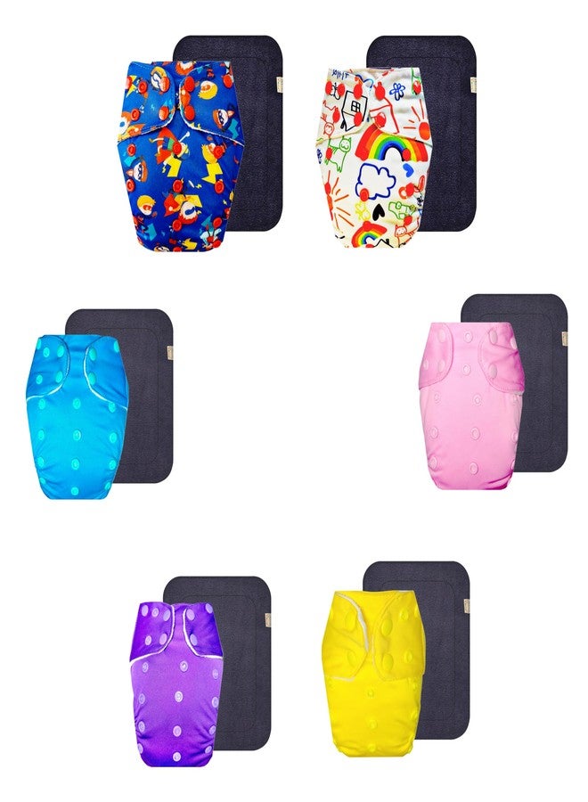 Dumbledo Premium Cloth Diaper with Black Insert (Pack of 6) | Hypoallergenic | Leakproof | Travel Friendly | Perfect for Indian Summers | 3 Months - 3 Years | Unisex Baby - Image 1