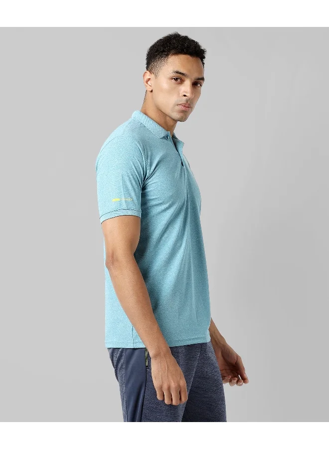 Campus Sutra Men's Solid Light Blue Regular Fit Activewear T-Shirt