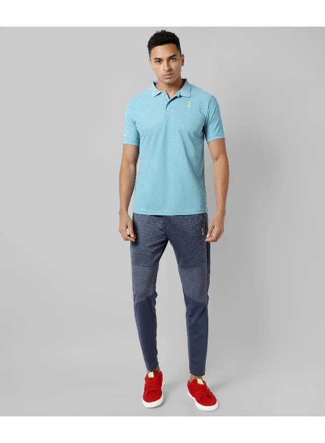 Campus Sutra Men's Solid Light Blue Regular Fit Activewear T-Shirt