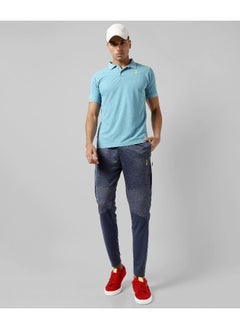 Campus Sutra Men's Solid Light Blue Regular Fit Activewear T-Shirt  - Image 2