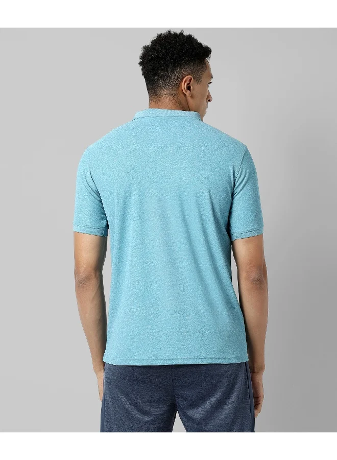 Campus Sutra Men's Solid Light Blue Regular Fit Activewear T-Shirt