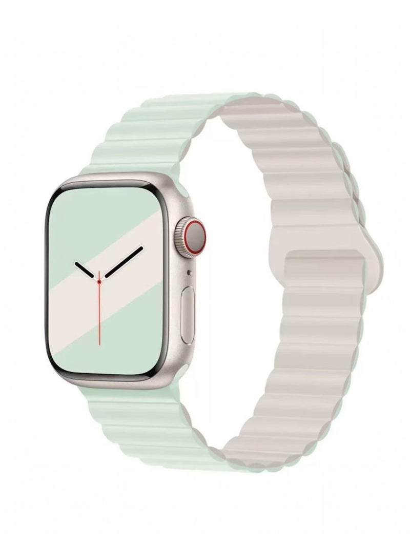 سوار سيليكون مغناطيسي بلونين متوافق مع Apple Watch بمقاسات 38/40/41/42 مم للموديلات ذات الحجم الصغير، حزام سيليكون ناعم بإغلاق مغناطيسي آمن، مناسب لـ Series 1–10 و SE - Image 1