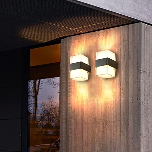 Groeien LED 12 watt Modern Outdoor Acrylic Wall lamp Decorative Garden Light Up and Down Light Waterproof Outdoor Light (Square,Pack of 2) - Image 2