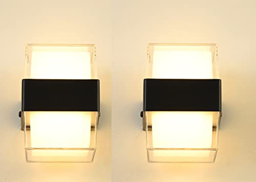 Groeien LED 12 watt Modern Outdoor Acrylic Wall lamp Decorative Garden Light Up and Down Light Waterproof Outdoor Light (Square,Pack of 2) - Image 1