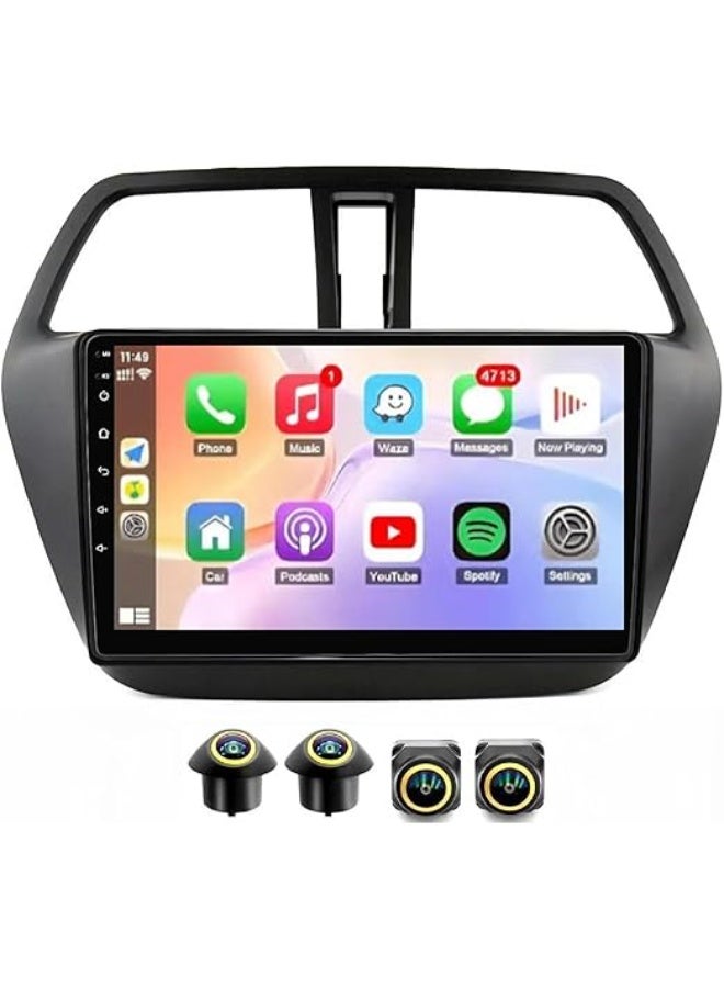 SHEZA STAR Android Car Stereo for Suzuki SX4 2014-2021 4GB RAM 64GB ROM Support Carplay, M-Link Wi-Fi BT, Radio GPS, 9 Inch IPS.QLED, Screen with 360D Camera Included - Image 1