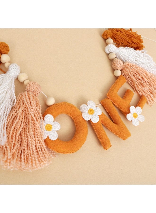 Agkvw Daisy 1st Birthday High Chair Banner - Felt One Tassel Garland, Girl First Birthday Decor - Image 1