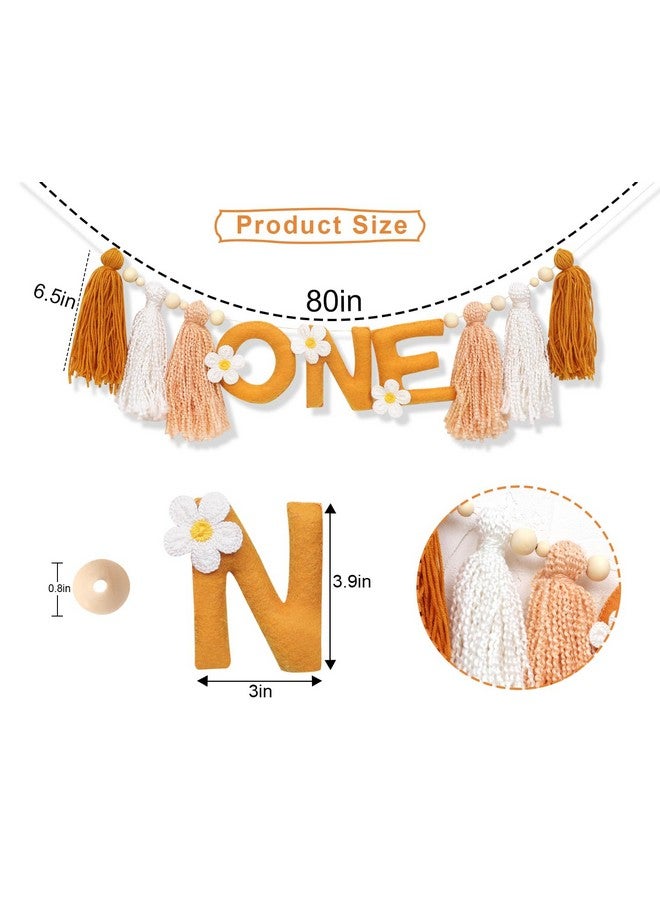 Agkvw Daisy 1st Birthday High Chair Banner - Felt One Tassel Garland, Girl First Birthday Decor - Image 2