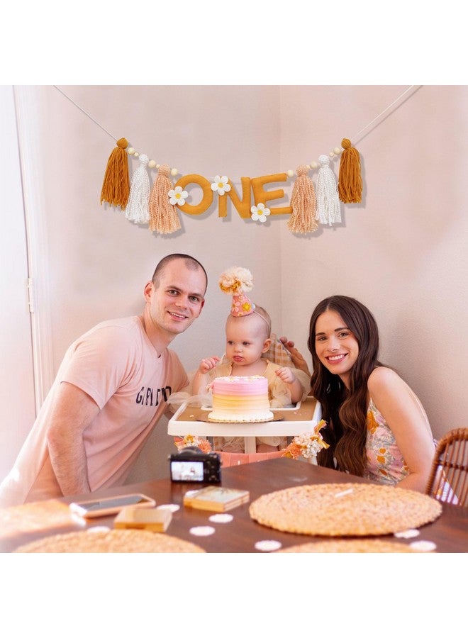Agkvw Daisy 1st Birthday High Chair Banner - Felt One Tassel Garland, Girl First Birthday Decor - Image 4