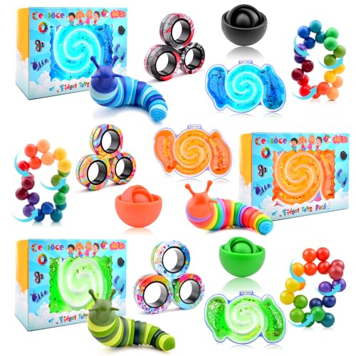 Cevioce 15Pcs Fidget Toys Adults PackStocking Stuffers for Teens Boys GirlsAutism Sensory Toys with Fidget Spinner Slug Magnetic RingsSquishy Fidget Toys ADHD Stress ReliefParty Favor for KidBOG - Image 1