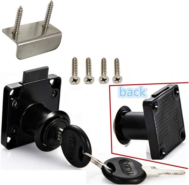 Junrbx Drawer Lock Letter Box Lock Desktop Lock Door Lock.Suitable for Wooden cabinets.Model CT-138-22, ((Hole Diameter 0.75 inch / 19MM) for Door Panels with a Thickness of 17 mm-22 mm. 1pcs [Black] - Image 1