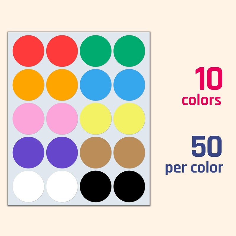 TownStix 500 Pieces  Large Colored Stickers for Moving Boxes Round Circle Color Coded Dot Labels  2 inch 10 Colors - Image 3