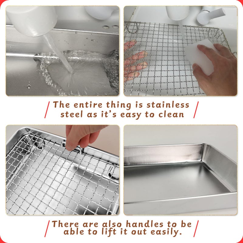 AGGQQA Rabbit Litter Box Stainless Steel Bunny Litter Box Small Animal Toilet Pan Metal Grid for Ferret Galesaur Chinchilla Bunny - Image 2