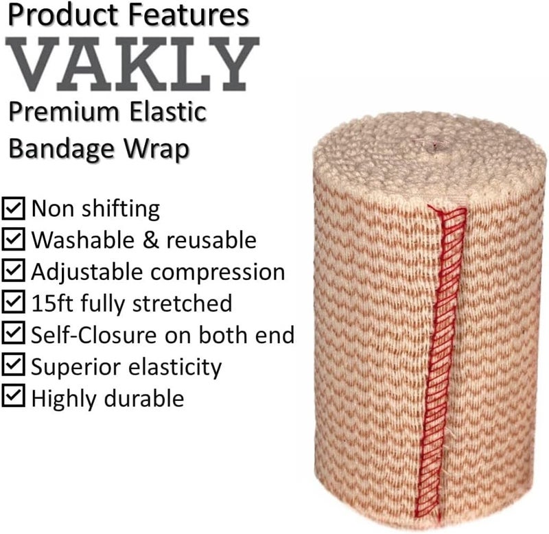 Vakly Elastic Bandage Wrap with SelfClosure Pack of 10 3 Inch Comfort Athletic Compression Roll 5 Yards Stretched for Customized First Aid Compression on Knee Ankle and Wrist - Image 3