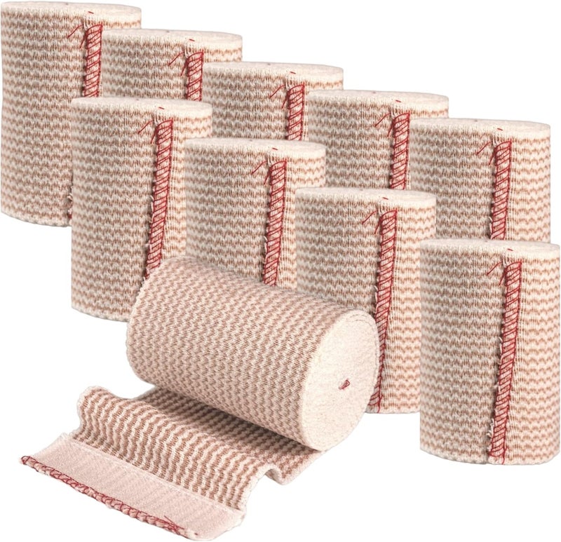 Vakly Elastic Bandage Wrap with SelfClosure Pack of 10 3 Inch Comfort Athletic Compression Roll 5 Yards Stretched for Customized First Aid Compression on Knee Ankle and Wrist - Image 1