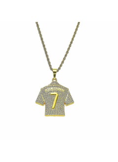 Generic Jersey Necklace For Men Hip Hop Ronaldo No. 7 Jersey Necklace Number 7 Soccer Jersey Pendant Necklace Mens  - Image 1