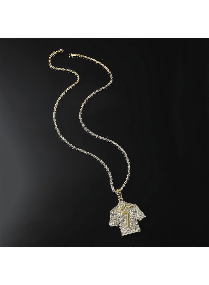 Jersey Necklace For Men Hip Hop Ronaldo No. 7 Jersey Necklace Number 7 Soccer Jersey Pendant Necklace Mens  - Image 5
