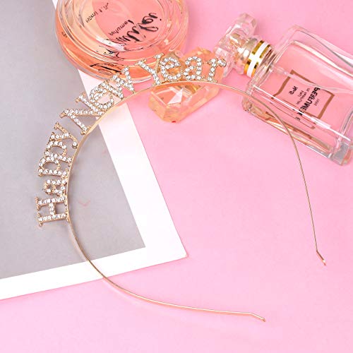 MOLOCH Christmas Headbands For Women Sparkly Crystal Reindeer Happy Holiday Party Headband Headpiece(E-gold) - Image 2