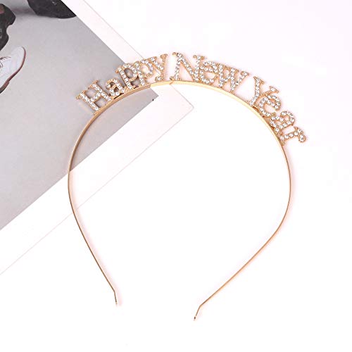 MOLOCH Christmas Headbands For Women Sparkly Crystal Reindeer Happy Holiday Party Headband Headpiece(E-gold) - Image 3