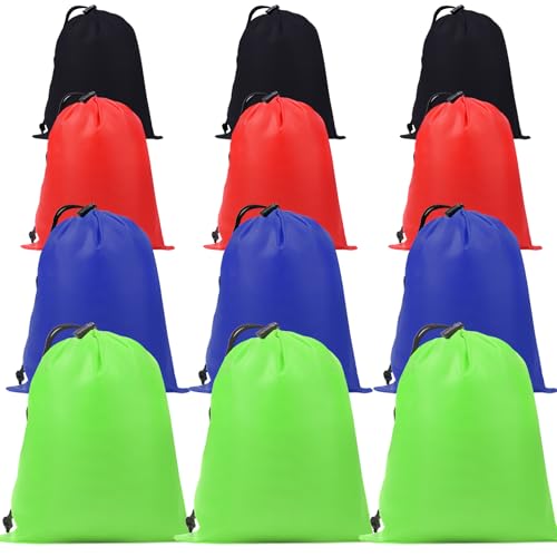iMucci 12Pcs Drawstring Bag sack Nylon Bag ditty bag for Gym Traveling Hiking Yoga Shopping - Image 1