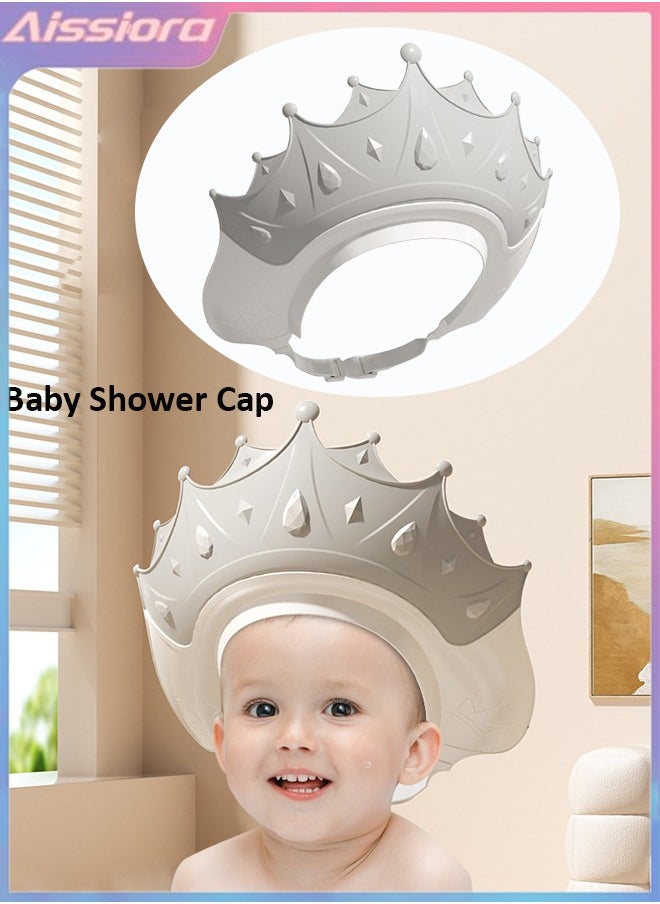 Aissiora Baby Shower Caps Shield, Adjustable Silicone Shower Caps for Kids Waterproof Shampoo Hat for Children Toddler Visor Hat for Eye and Ear Protection Cute Crown Shape Makes Bath More Fun  - Image 1