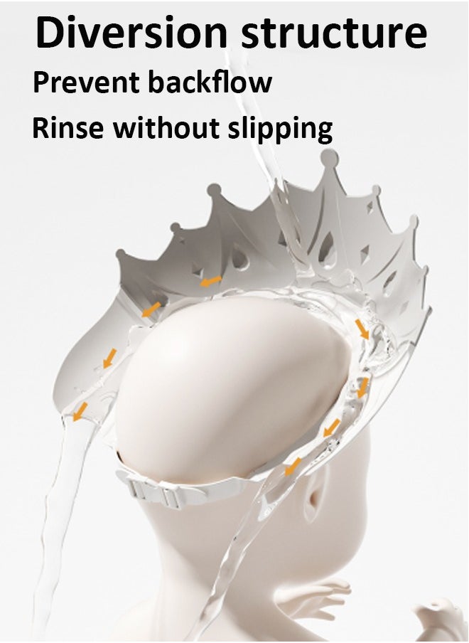 Aissiora Baby Shower Caps Shield, Adjustable Silicone Shower Caps for Kids Waterproof Shampoo Hat for Children Toddler Visor Hat for Eye and Ear Protection Cute Crown Shape Makes Bath More Fun  - Image 4