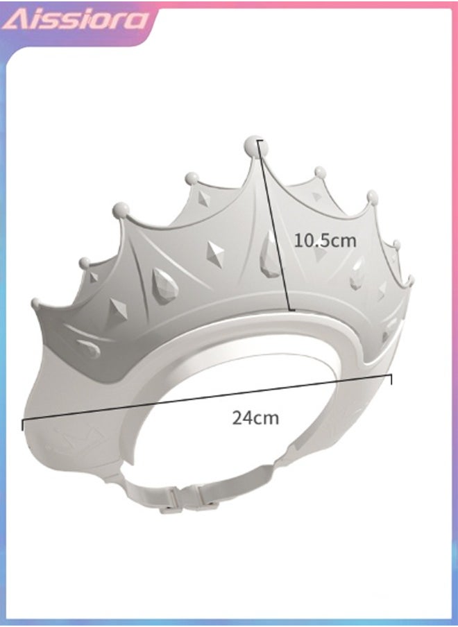 Aissiora Baby Shower Caps Shield, Adjustable Silicone Shower Caps for Kids Waterproof Shampoo Hat for Children Toddler Visor Hat for Eye and Ear Protection Cute Crown Shape Makes Bath More Fun  - Image 2