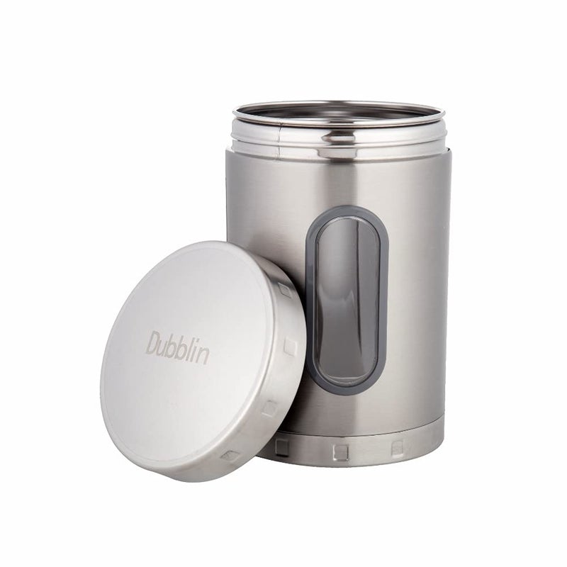 DUBBLIN Stainless Steel Storage jar container Fresher screw lid transparent visible window food safe steel Storage container 2000 ml, 1 Piece, Silver - Image 2