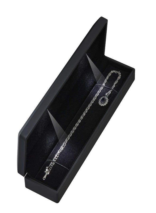 LETURE Long Chain Necklace Jewelry Gift Box Case with LED Light, Elegant Velvet Necklace Pendant Bracelet Box for Jewelry Display Wedding Engagment Valentine's Day (Black) - Image 2