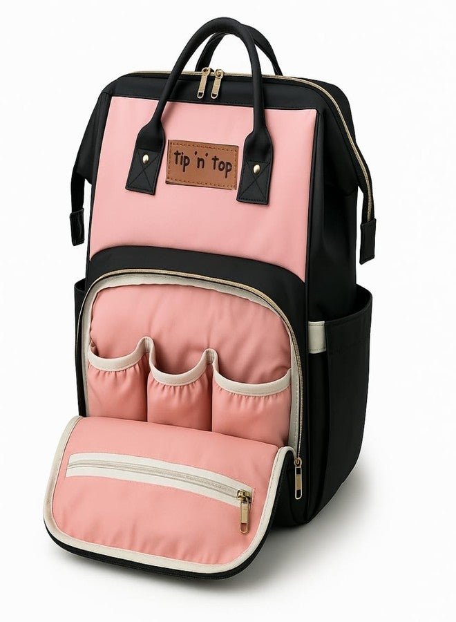 Tip 'n' Top Diaper Bag Backpack for Moms & Dads | Multi-Function Waterproof Baby Bag | Large Capacity with Insulated Pockets | Stylish Maternity Backpack for Travel & Daily Use (Pink & Black - Image 2