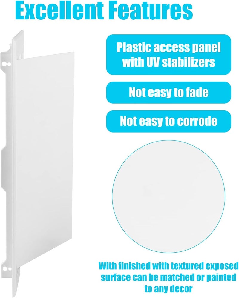 CABAX - 8 x 12 inch plastic access panel for drywall, reinforced plumbing wall access doors with removable hinges, white color - Image 4