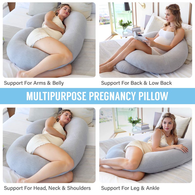 PharMeDoc Pharmedoc Pregnancy Pillows, C-Shape Full Body Pillow – Jersey Cover Dark Grey – Pregnancy Pillows for Sleeping – Body Pillows for Adults, Maternity Pillow and Pregnancy Must Haves, New Mom Gifts  - Image 4
