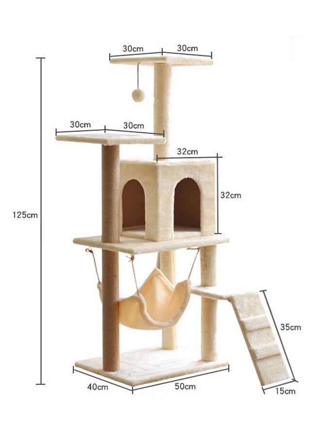 شجرة القط الكبيرة 125CM، أثاث برج القط متعدد المستويات - Image 2