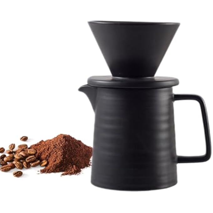 Unity Coffee Filter Porcelain Coffee Filter Hand Filter Coffee Filter Container With Ceramic Cup Coffee Filter Ceramic Coffee Pot Reusable Suitable For Households And Restaurants Black - Image 1