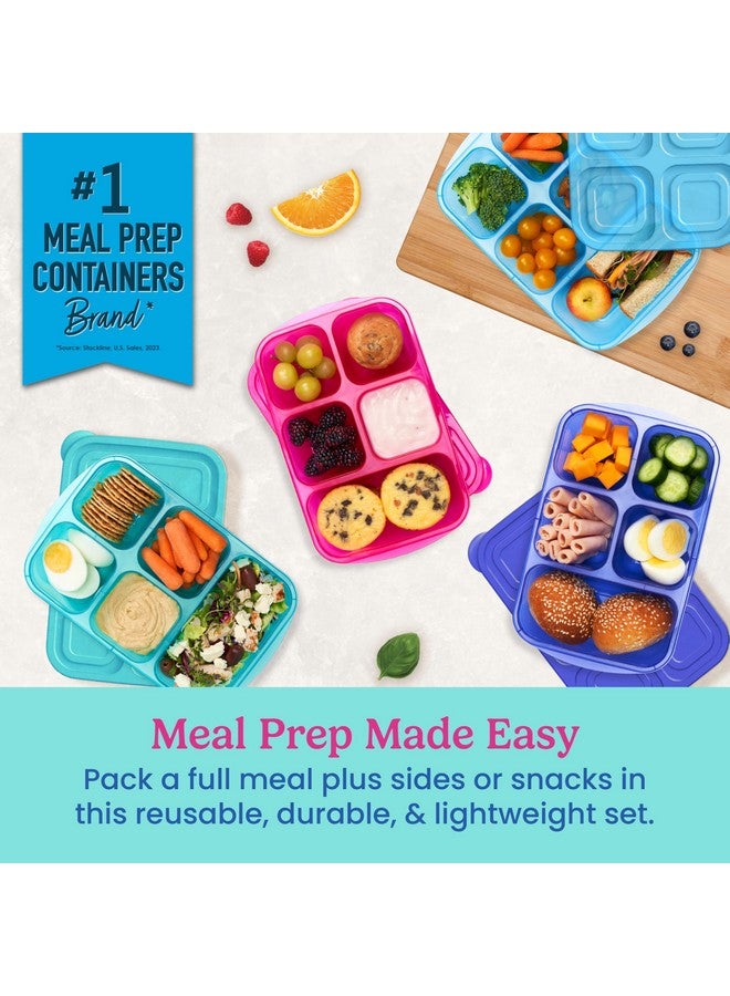 Bentgo Easyboxes - Reusable 5-Compartment Food Containers, Stackable 8-Piece Set, 4 Trays & 4 Lids, BPA-Free Food Storage for Meal Prep, School, & Work; Lunch Boxes w/Patented Design (Jewel Brights) - Image 1