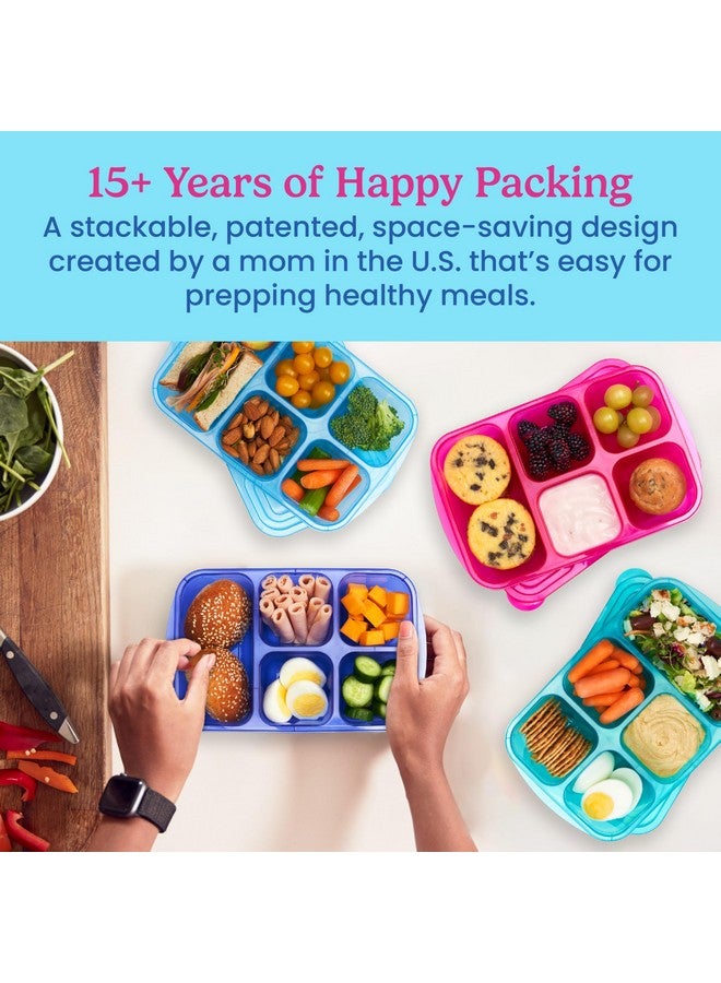 Bentgo Easyboxes - Reusable 5-Compartment Food Containers, Stackable 8-Piece Set, 4 Trays & 4 Lids, BPA-Free Food Storage for Meal Prep, School, & Work; Lunch Boxes w/Patented Design (Jewel Brights) - Image 3