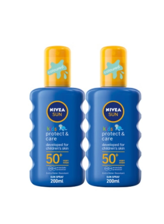 نيفيا لوشن نيفيا صن كيدز للحماية من أشعة الشمس فوق البنفسجية UVA وUVB، مناسب للسباحة واللعب، بعامل حماية من الشمس 50+، عبوة من قطعتين - Image 1