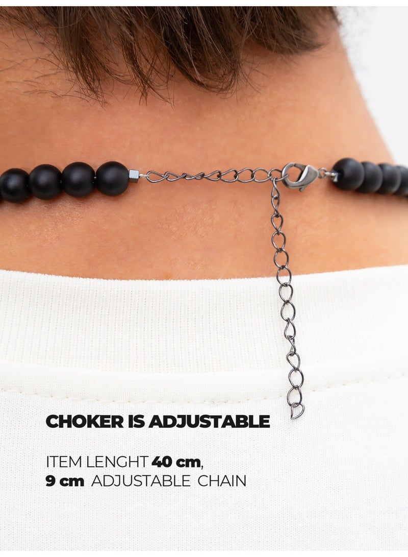 GetmanJewelry Men’s Natural Stone Choker Getman Jewerly Necklace – Tiger Eye, Shungite & Hematite Beaded Handmade in Black/Brown - Image 5