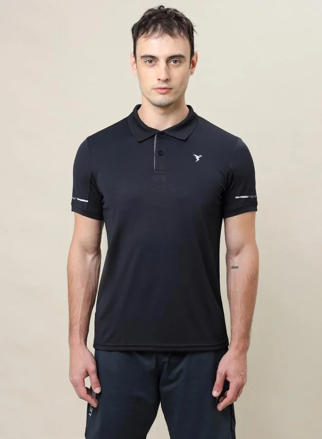 Technosport Technosport Solid Slim Fit Polo Sports T-Shirt
