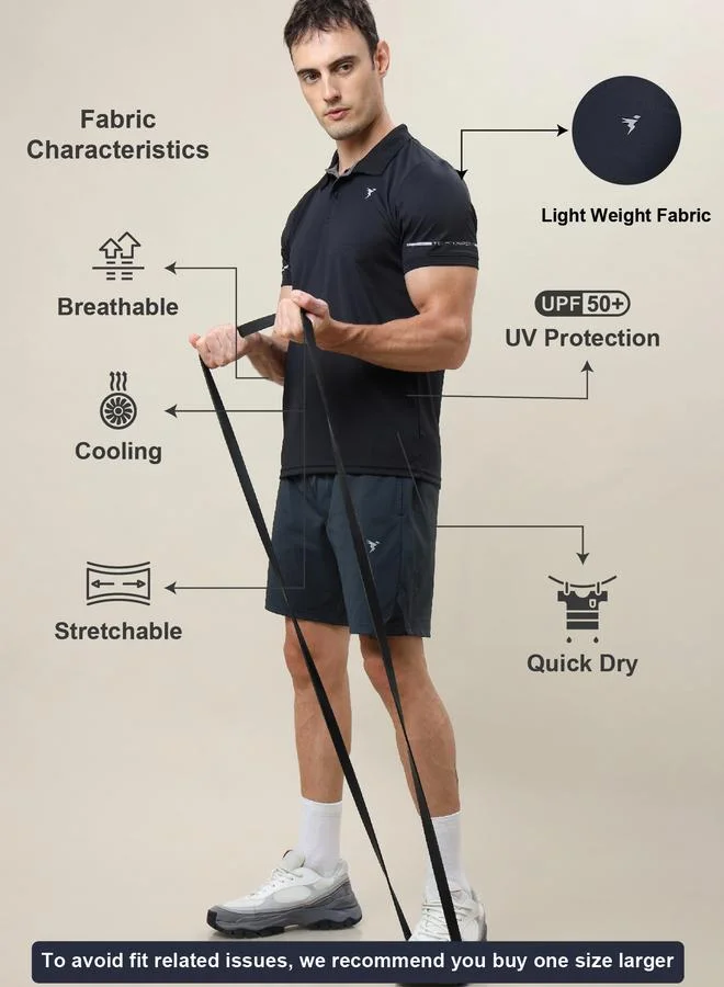 Technosport Technosport Solid Slim Fit Polo Sports T-Shirt