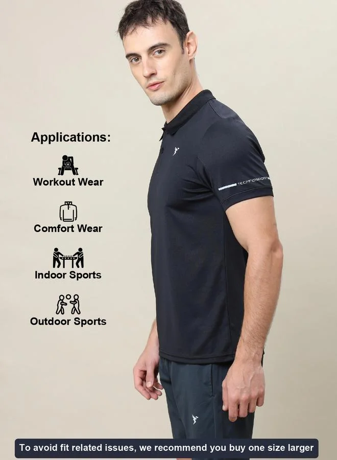 Technosport Technosport Solid Slim Fit Polo Sports T-Shirt
