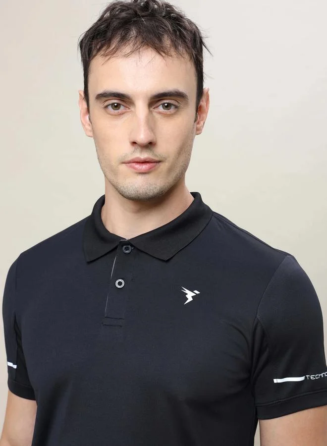 Technosport Solid Slim Fit Polo Sports T-Shirt
