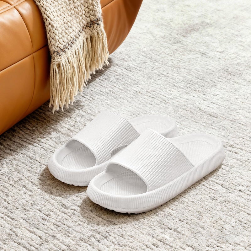 rosyclo Orthopedic Sandals for Women and Men, Arch Support Cloud Recovery Slides Orthotic Pain Relief Pillow Soft Lightweight Cozy Thick Sole Slip On Plantar Fasciitis Slippers, White - Image 2
