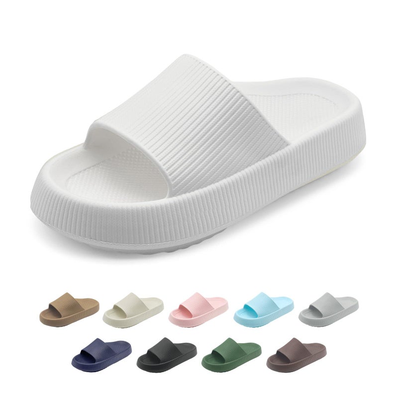 rosyclo Orthopedic Sandals for Women and Men, Arch Support Cloud Recovery Slides Orthotic Pain Relief Pillow Soft Lightweight Cozy Thick Sole Slip On Plantar Fasciitis Slippers, White - Image 1