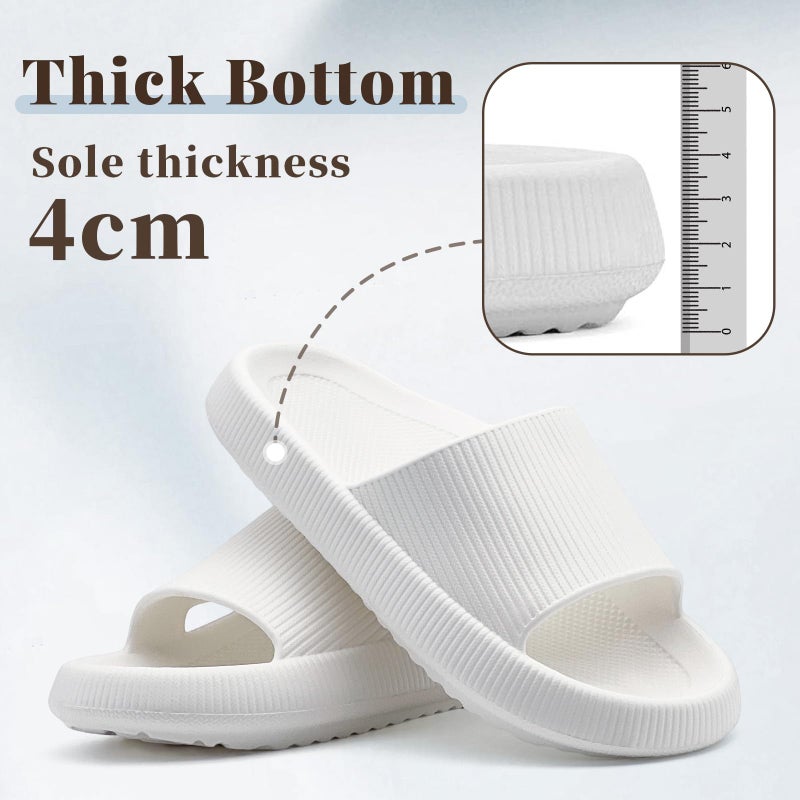 rosyclo Orthopedic Sandals for Women and Men, Arch Support Cloud Recovery Slides Orthotic Pain Relief Pillow Soft Lightweight Cozy Thick Sole Slip On Plantar Fasciitis Slippers, White - Image 4