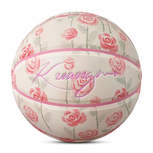 Kuangmi Pink Rose Basketball Pink Basketball Size 6 Womens Colorful Street BallIndoor Outdoor - Image 1