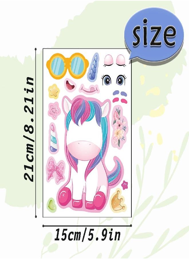 DaiUni 24 Sheets 8.27''×5.9'' Make Your Own Unicorn Stickers for Kids Toddlers, Make a Face Stickers for Kids Party Favors Activities  - Image 2